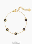 Maelis Black Charms Bracelet 14K Gold Plated