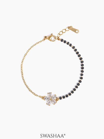 Meher Flower Diamond Mangalsutra Bracelet 18K Gold Plated