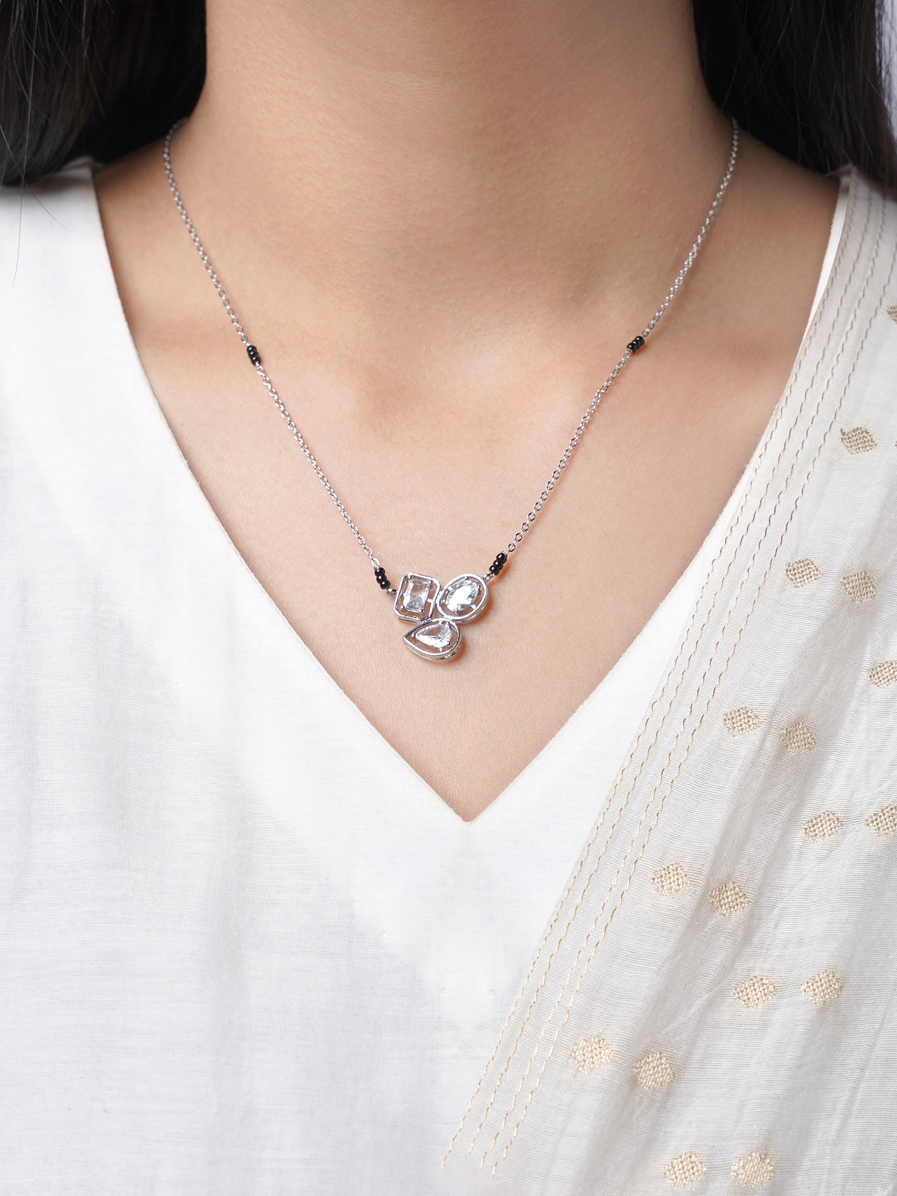 Malti Solitaire Silver Mangalsutra