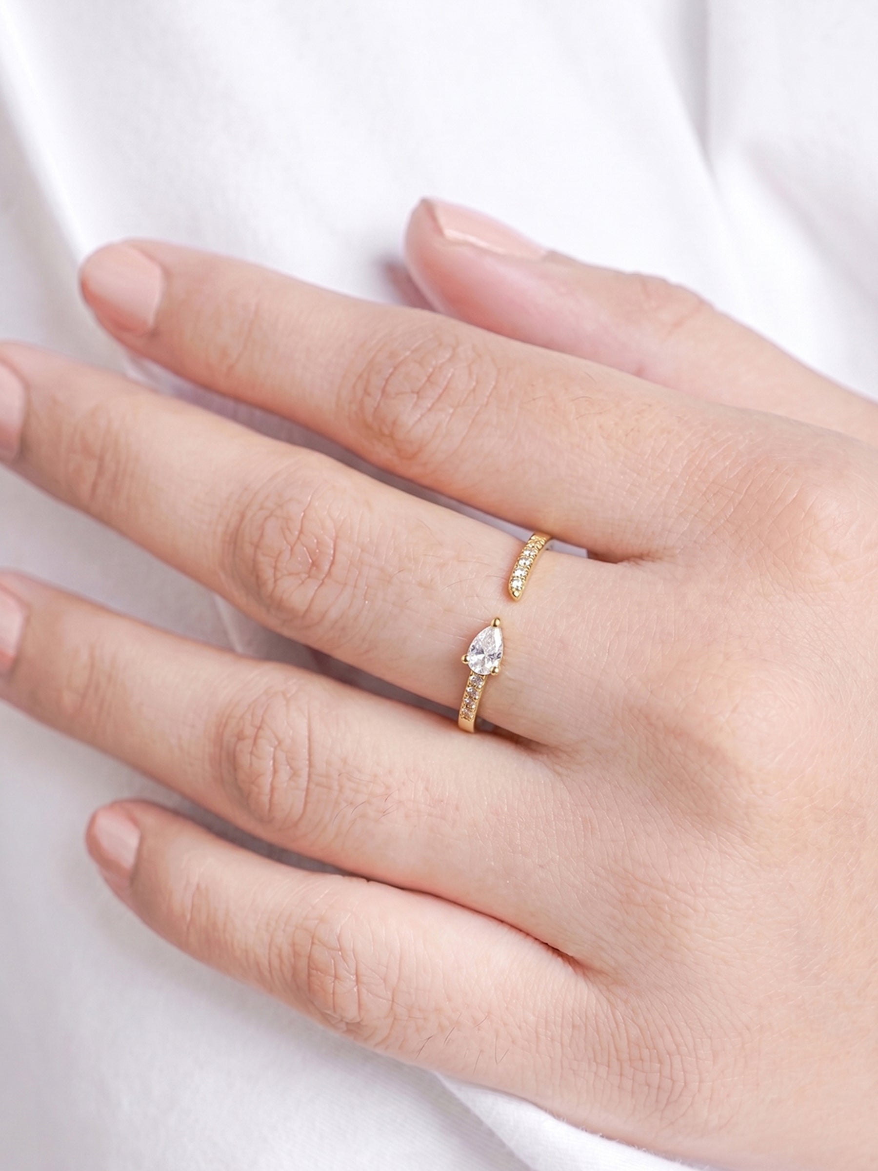 Marena Pear Diamond 18K Gold Plated Women's Ring