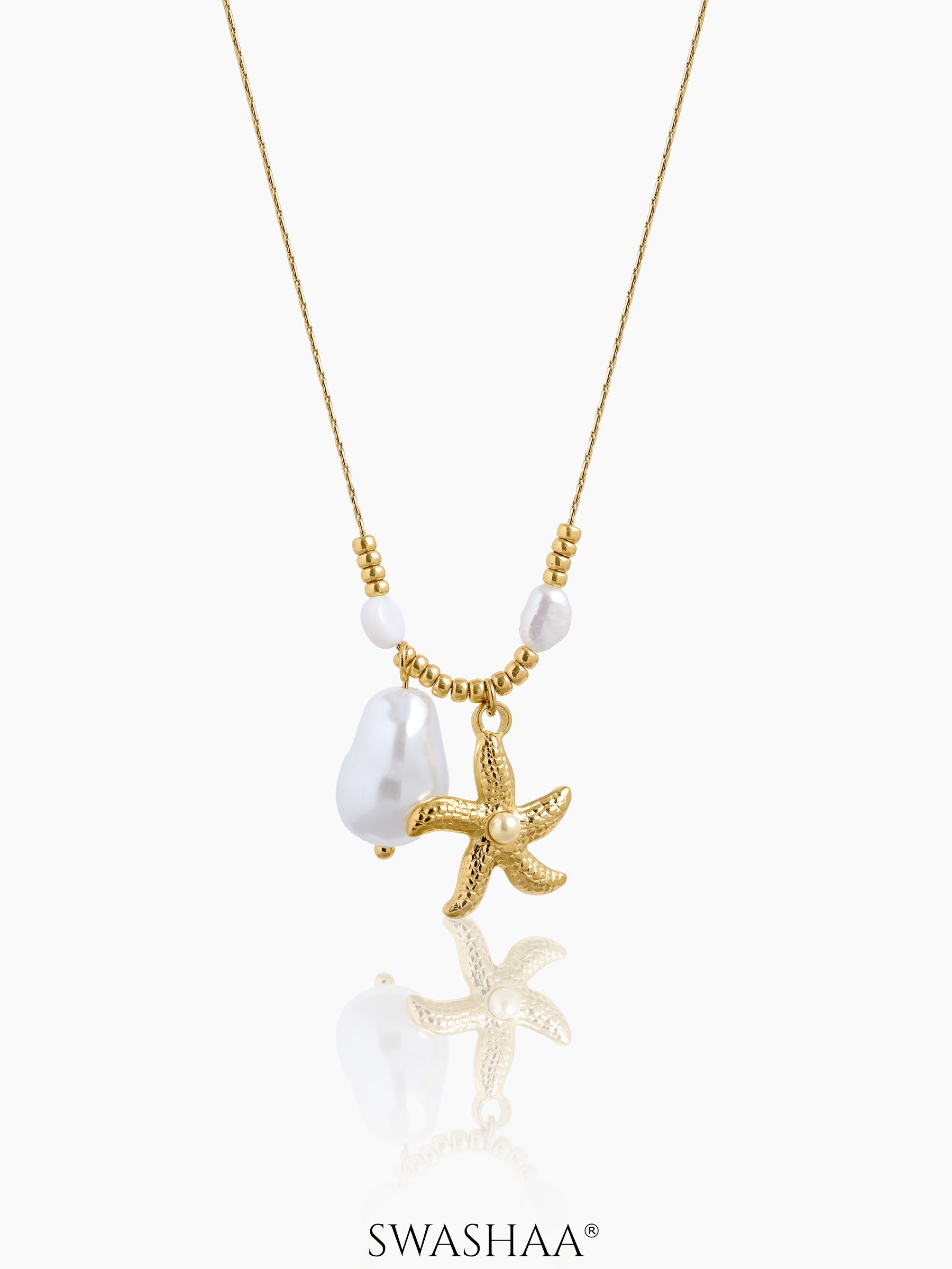 Marina Starfish & Pearl Necklace 18K Gold Plated