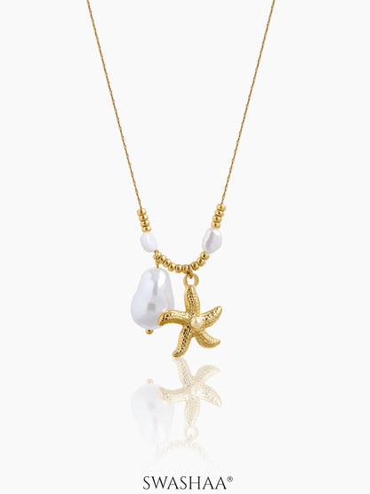 Marina Starfish & Pearl Necklace 18K Gold Plated