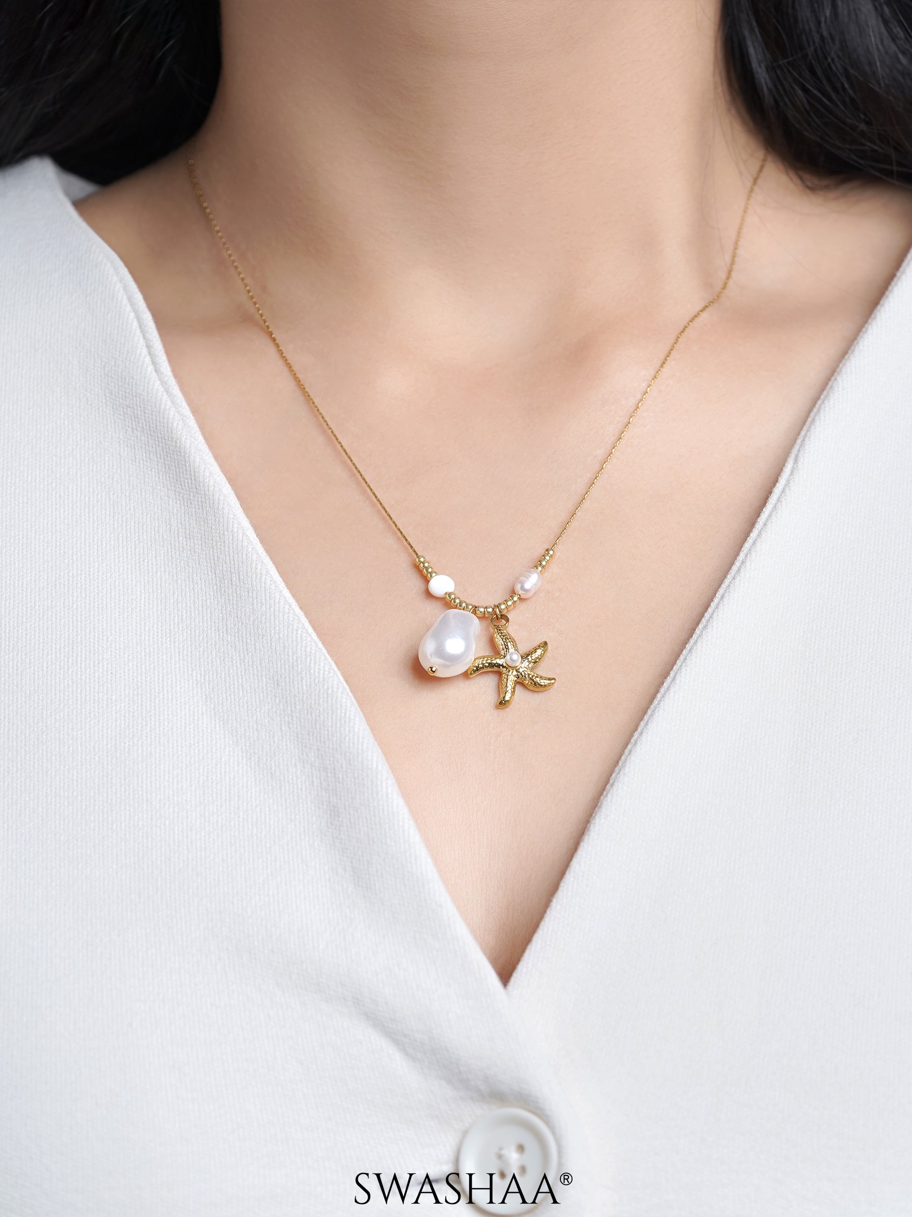 Marina Starfish & Pearl Necklace