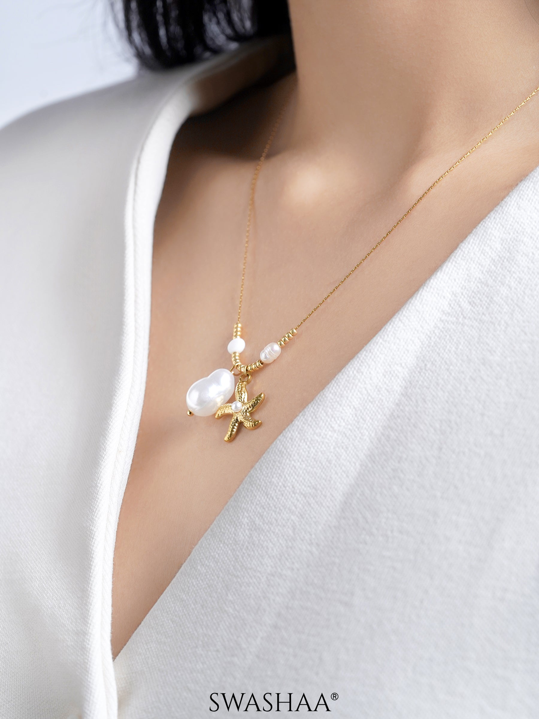 Marina Starfish & Pearl Necklace