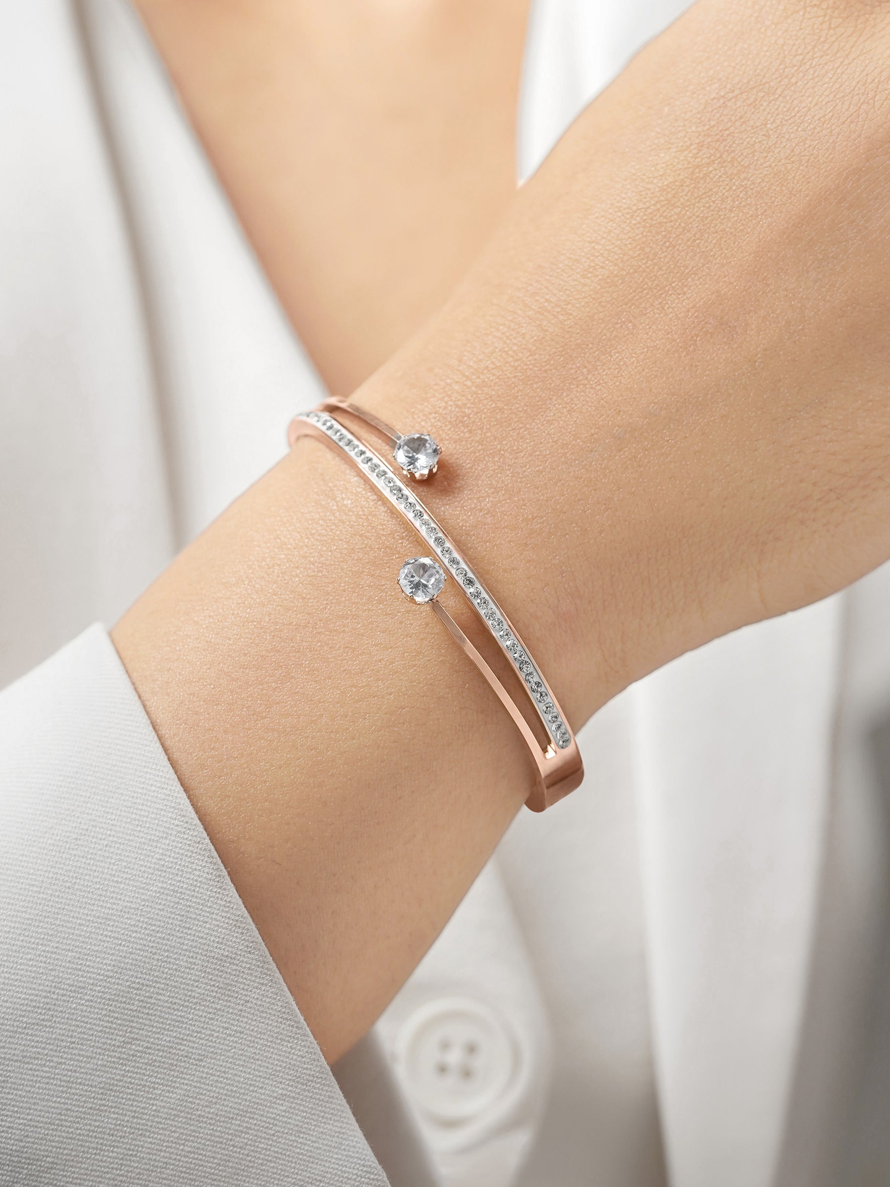 Marka Rosegold Plated Solitaire Bracelet