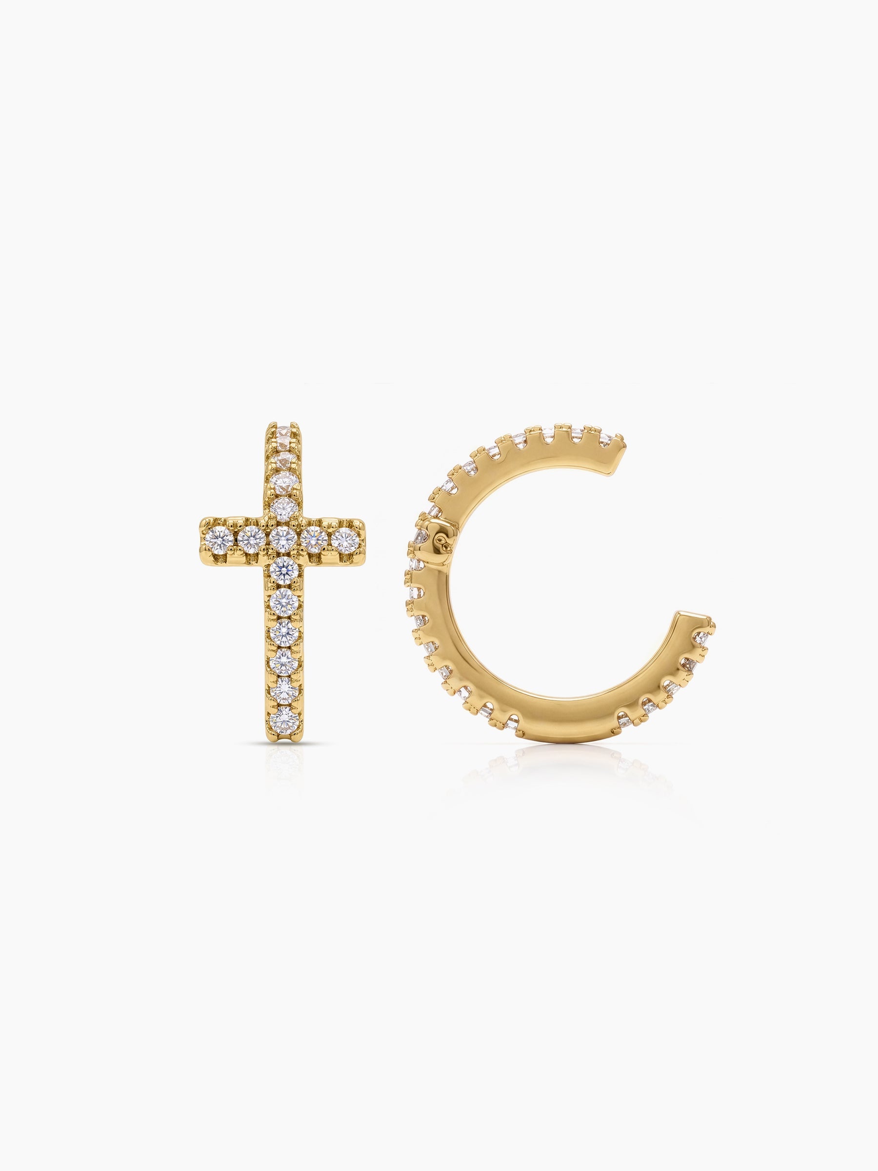 Marlow Diamond Cross 18K Gold Plated Ear Cuffs Gold