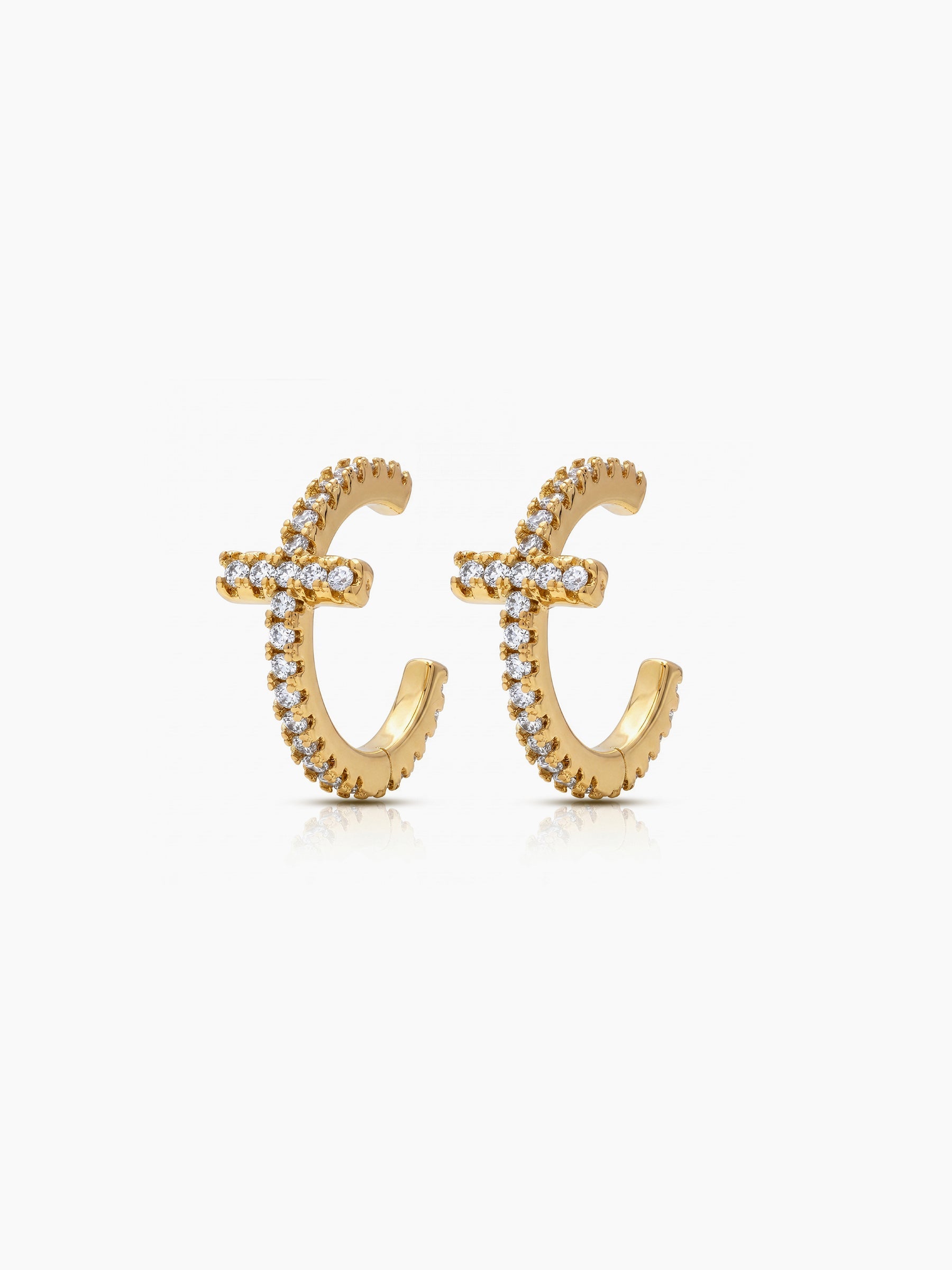 Marlow Diamond Cross 18K Gold Plated Ear Cuffs