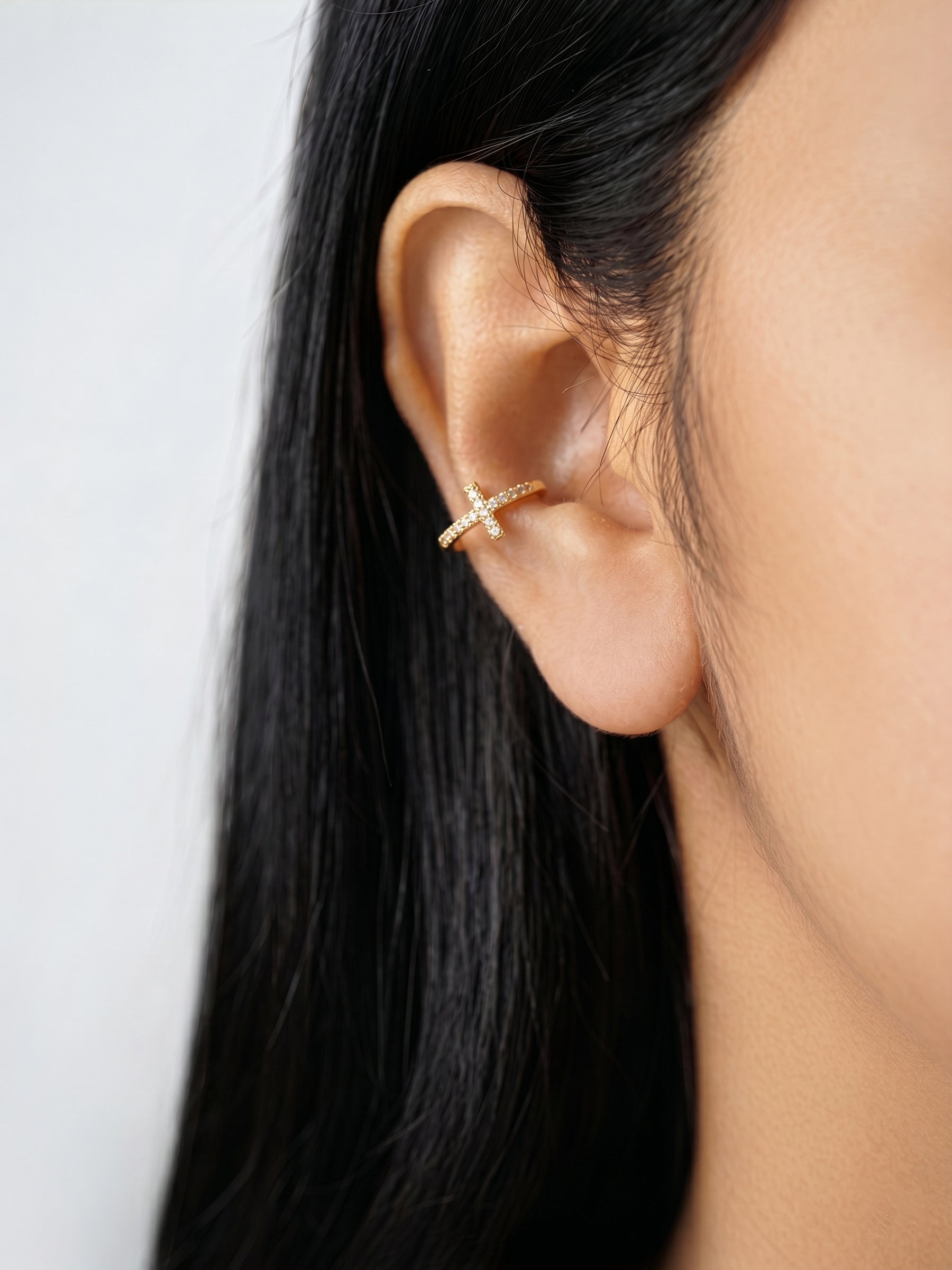 Marlow Diamond Cross 18K Gold Plated Ear Cuffs
