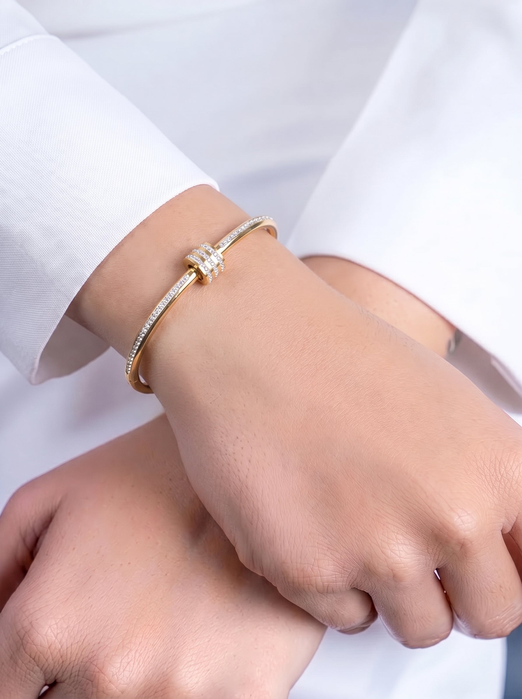 Marola Diamond 18K Gold Plated Wrist Band Bracelet