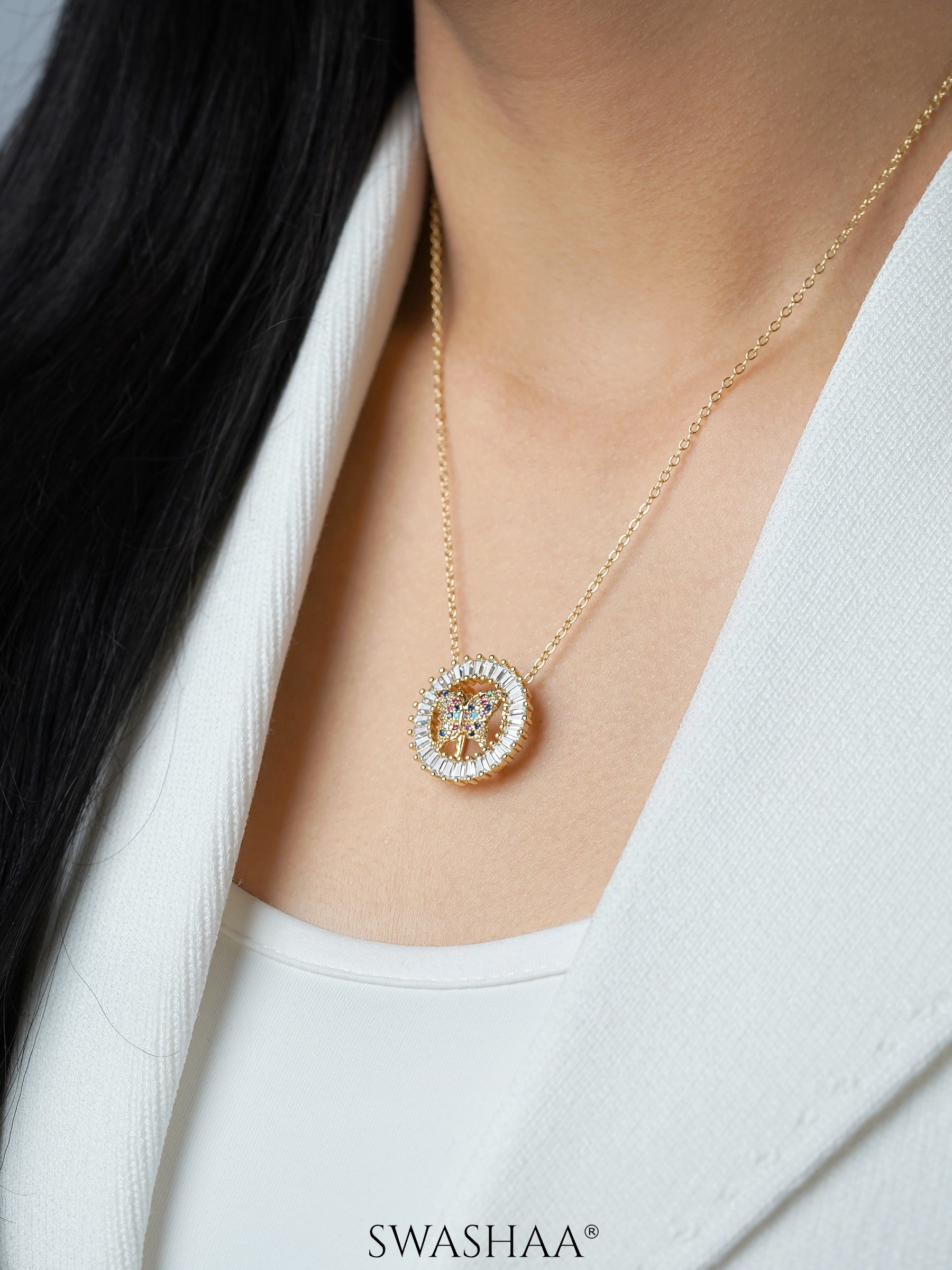 Marquise Butterfly 18K Gold Plated Necklace