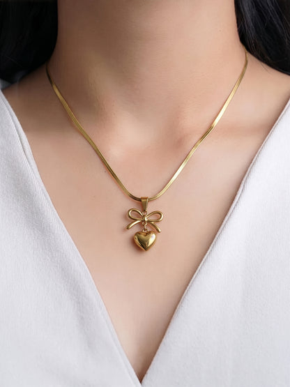 Marvella bow Heart Necklace