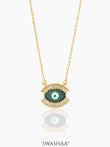 Meesha Evil Eye Necklace Green 18k Gold Plated