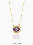 Meesha Evil Eye Necklace Wine 18k Gold Plated