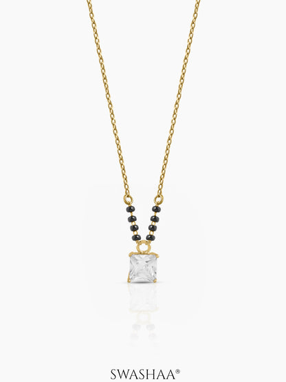 Mehali Princess Square Solitaire Mangalsutra 18K Gold Plated