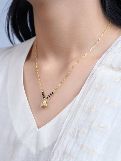 Mehali Princess Square 18K Gold Plated Solitaire Mangalsutra