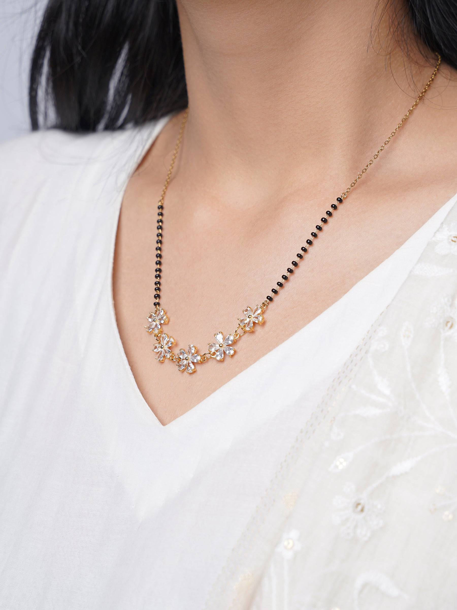 Meher Flower Diamond 18K Gold Plated Mangalsutra