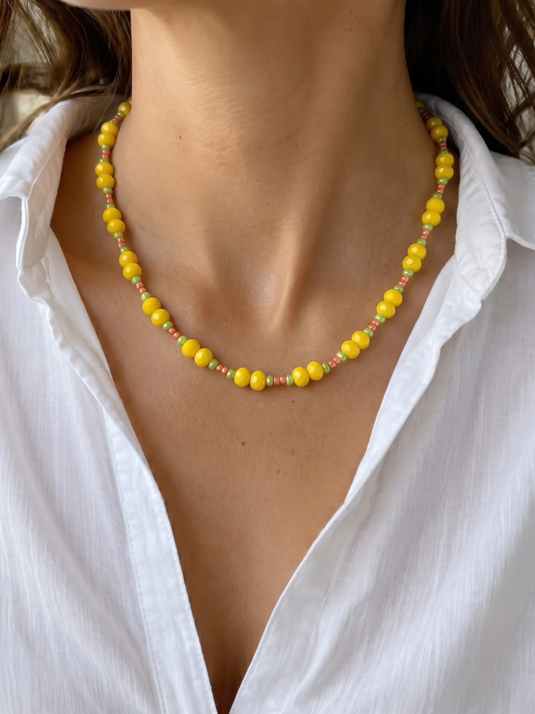 Melon Yellow Women's Beaded Necklace