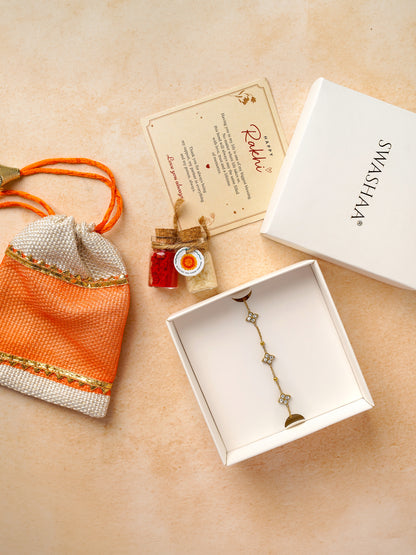 Merolia Floral Diamond 18K Gold Plated Rakhi