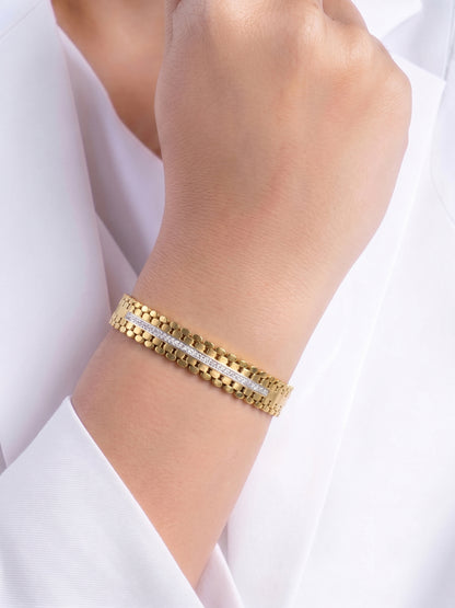 Meroya Diamond 18K Gold Plated Small Wrist Band Bracelet