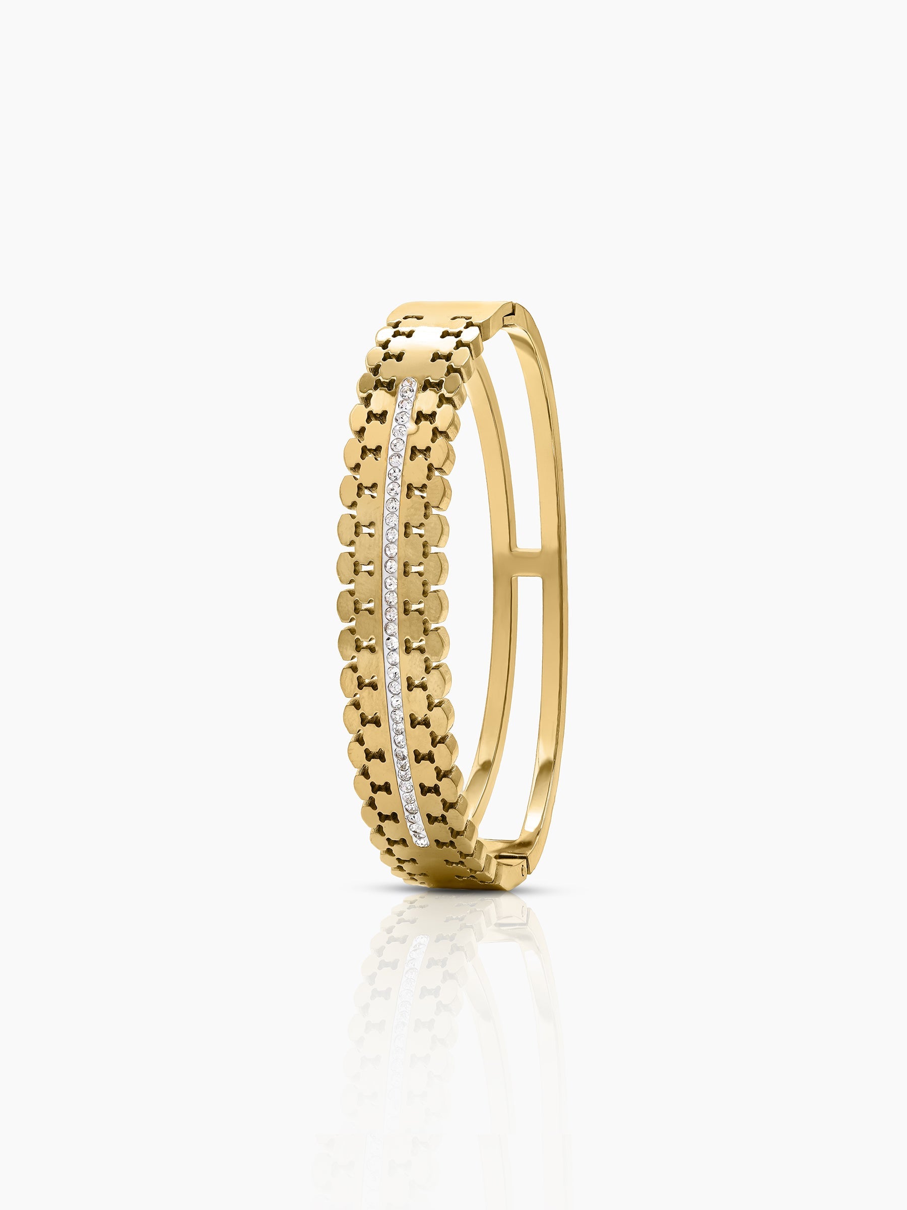 Meroya Diamond 18K Gold Plated Small Wrist Band Bracelet Gold S