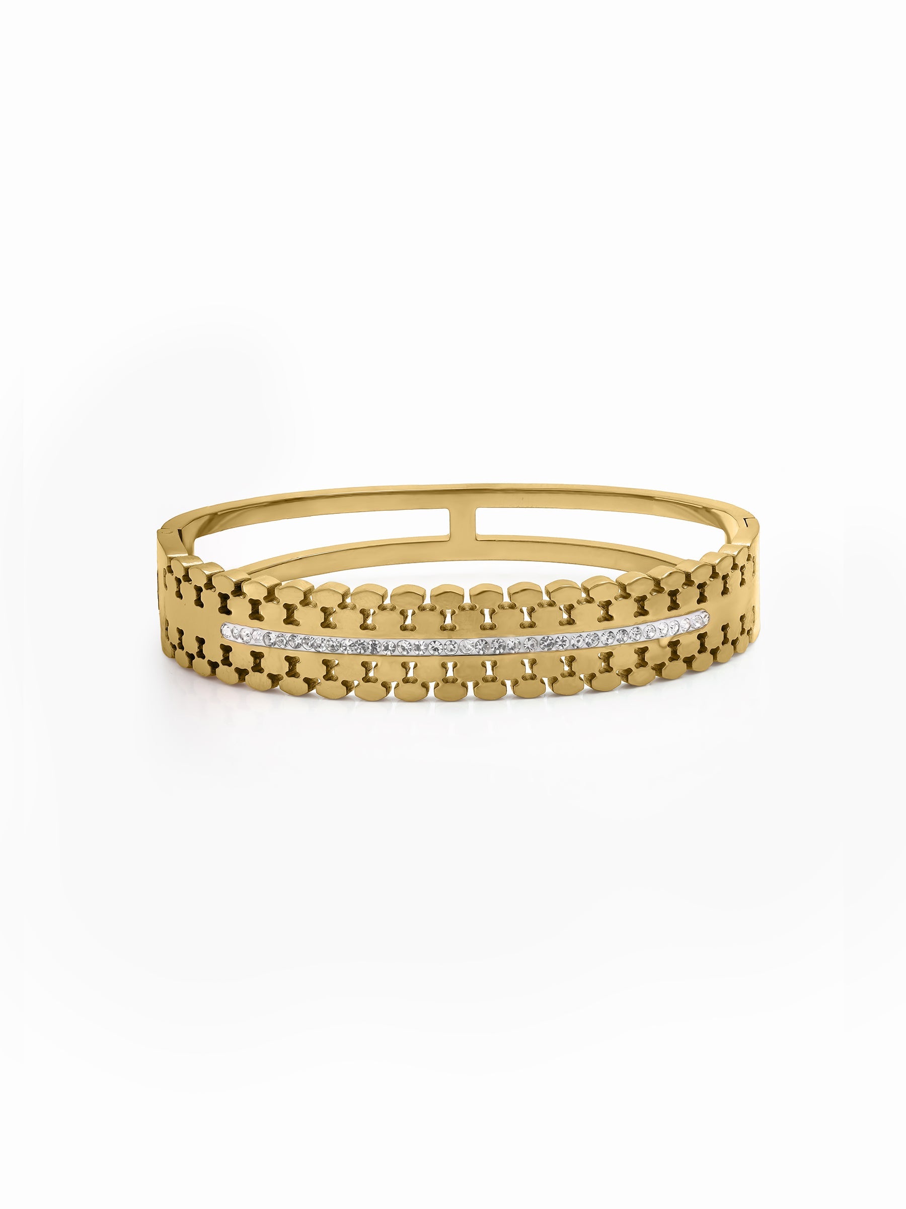 Meroya Diamond 18K Gold Plated Small Wrist Band Bracelet