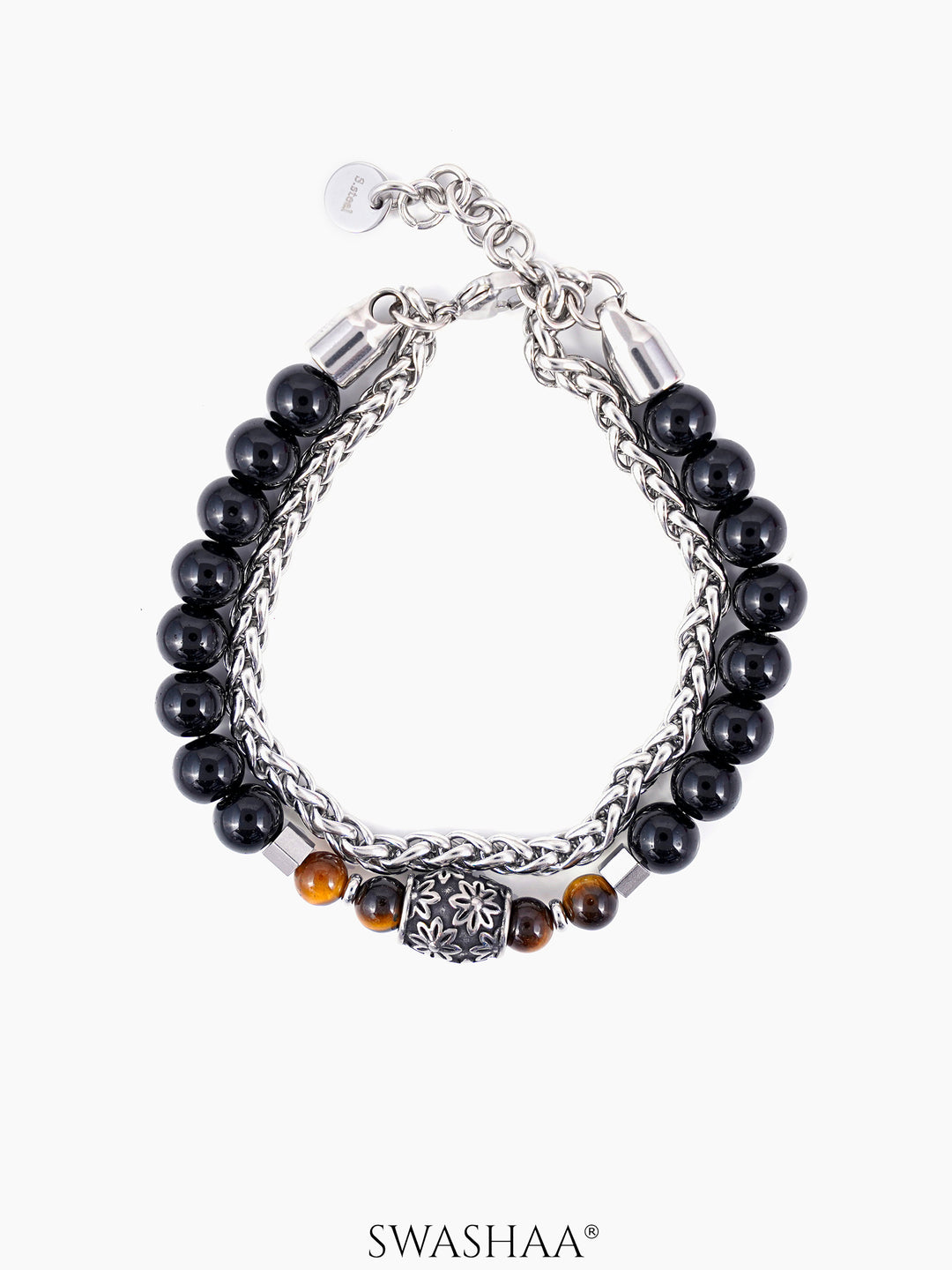 Mersin Men's Beaded Bracelet Silver