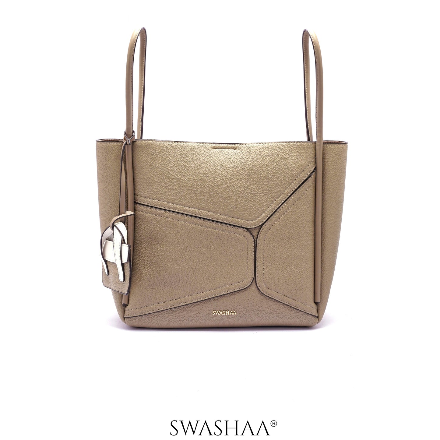 Mic Leather Tote Bag Khaki