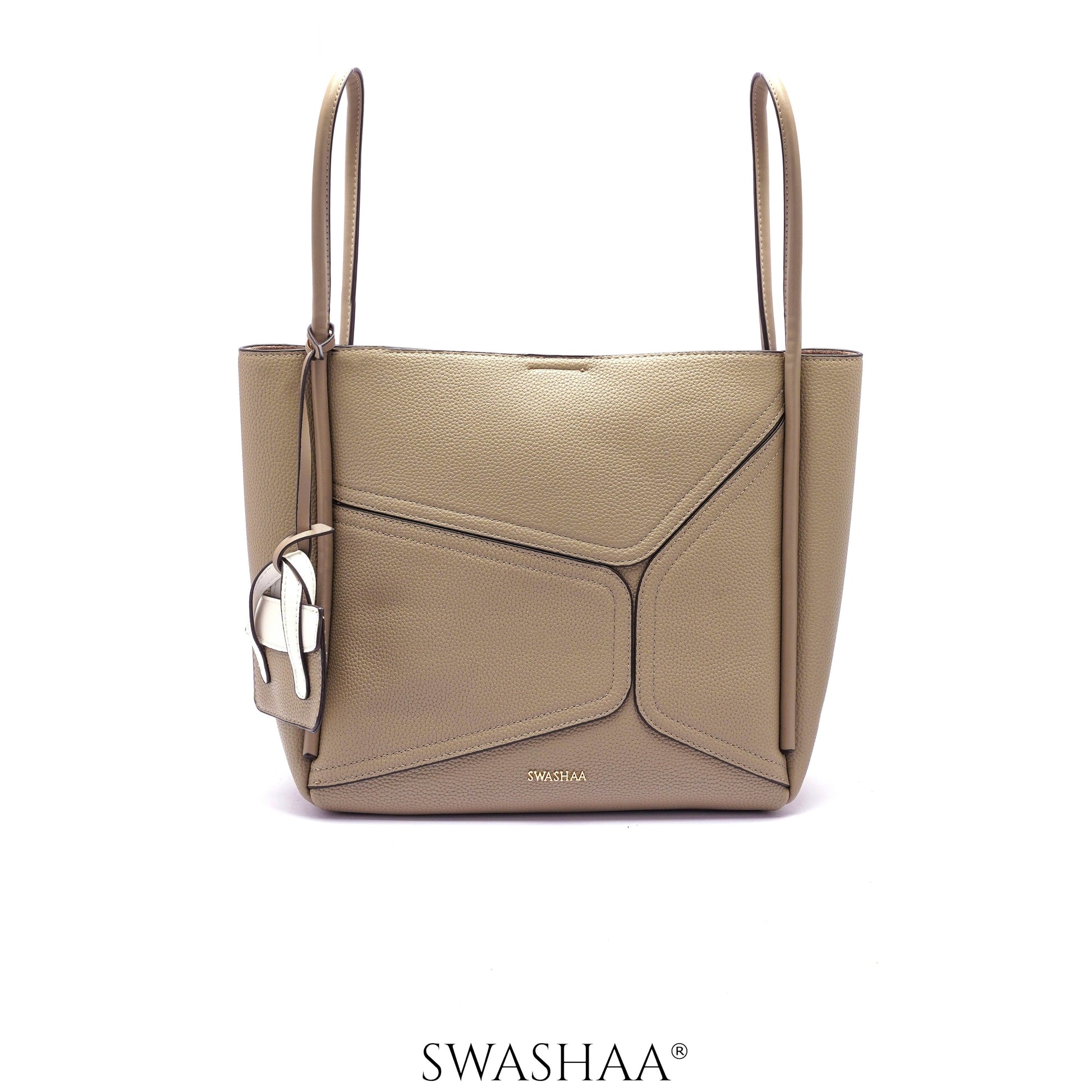 Mic Leather Tote Bag Khaki