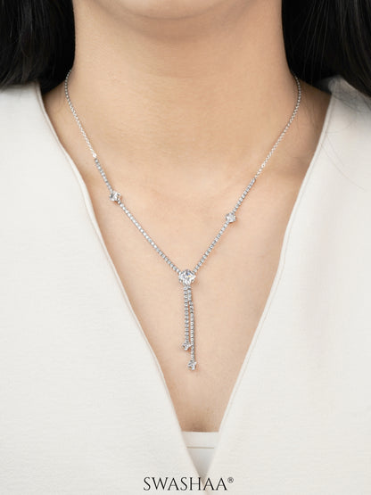 Mila Square Crystal Drop Y-shaped Necklace