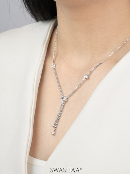 Mila Square Crystal Drop Y-shaped Necklace