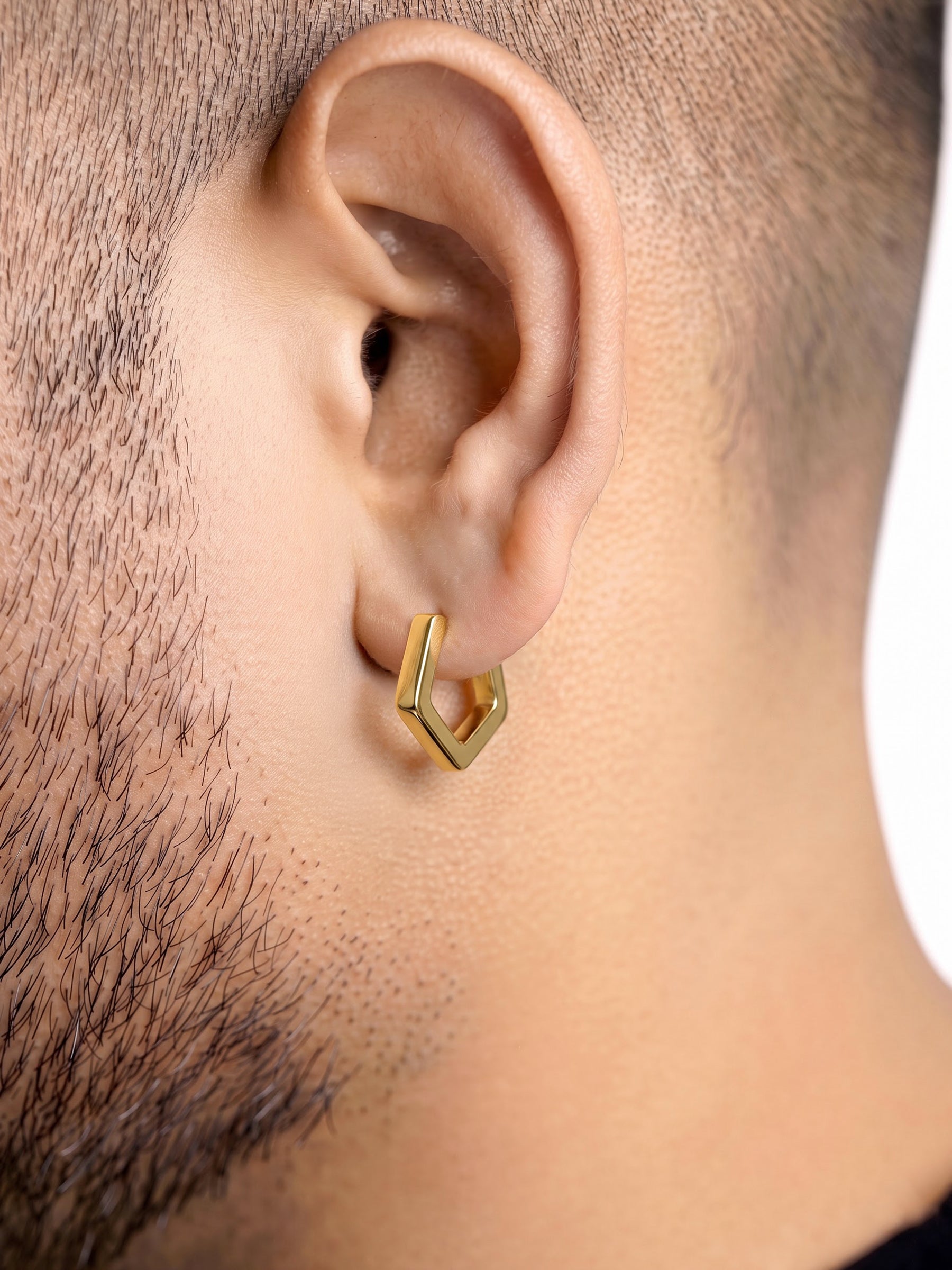 Milan Pentagon 18K Gold Plated Men's Hoop Earrings