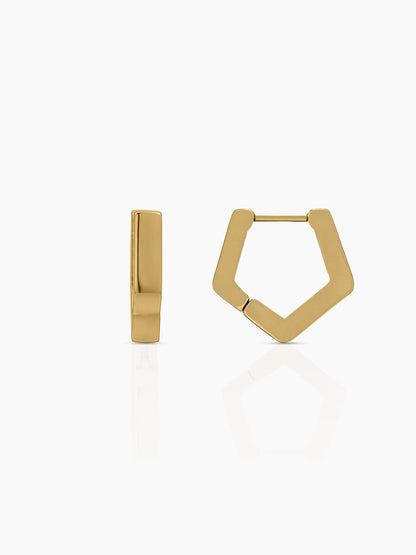 Milan Pentagon Men's Hoop Earrings 18K Gold Plated