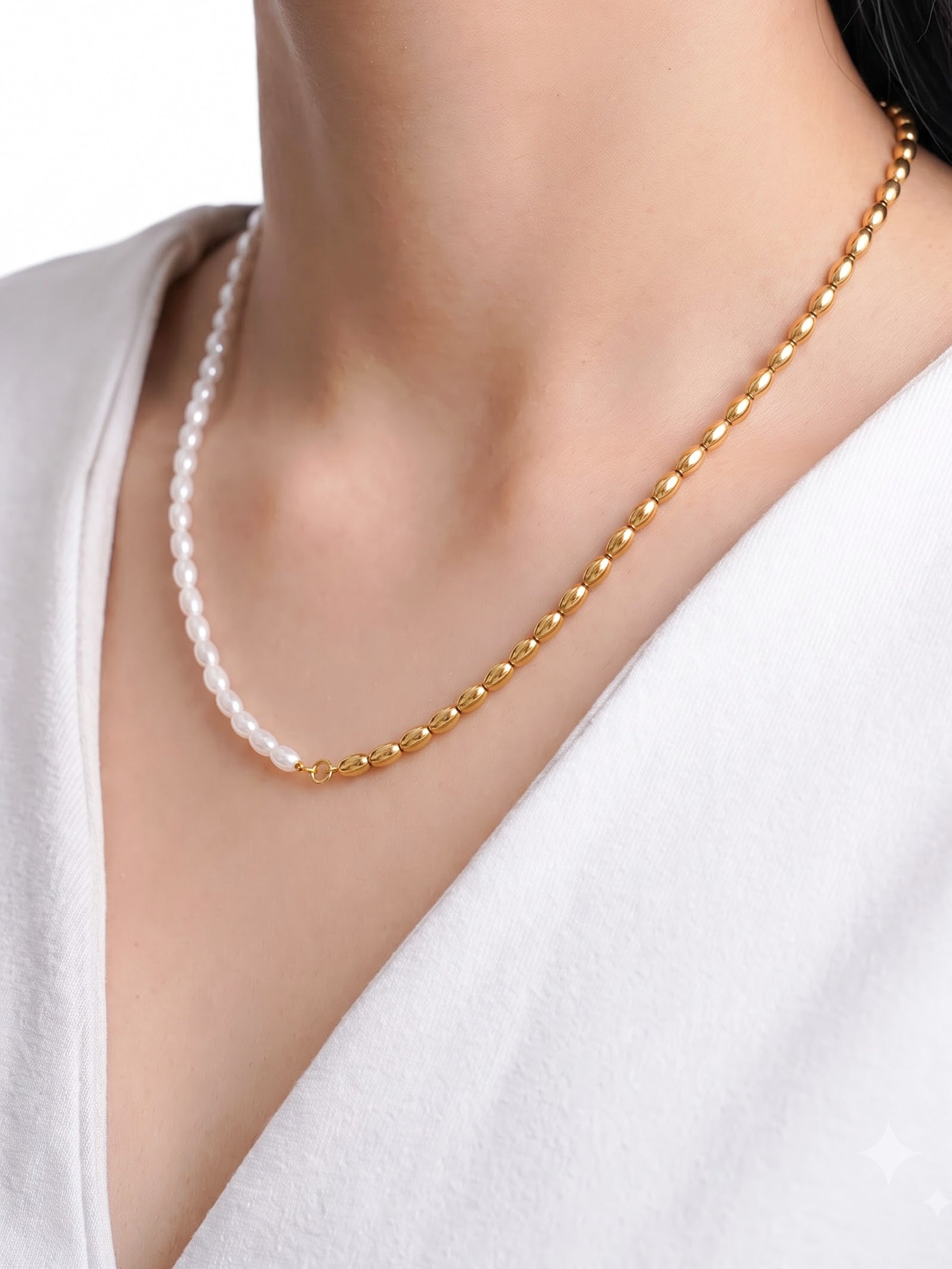 Milena Pearl Beaded Chain Necklace