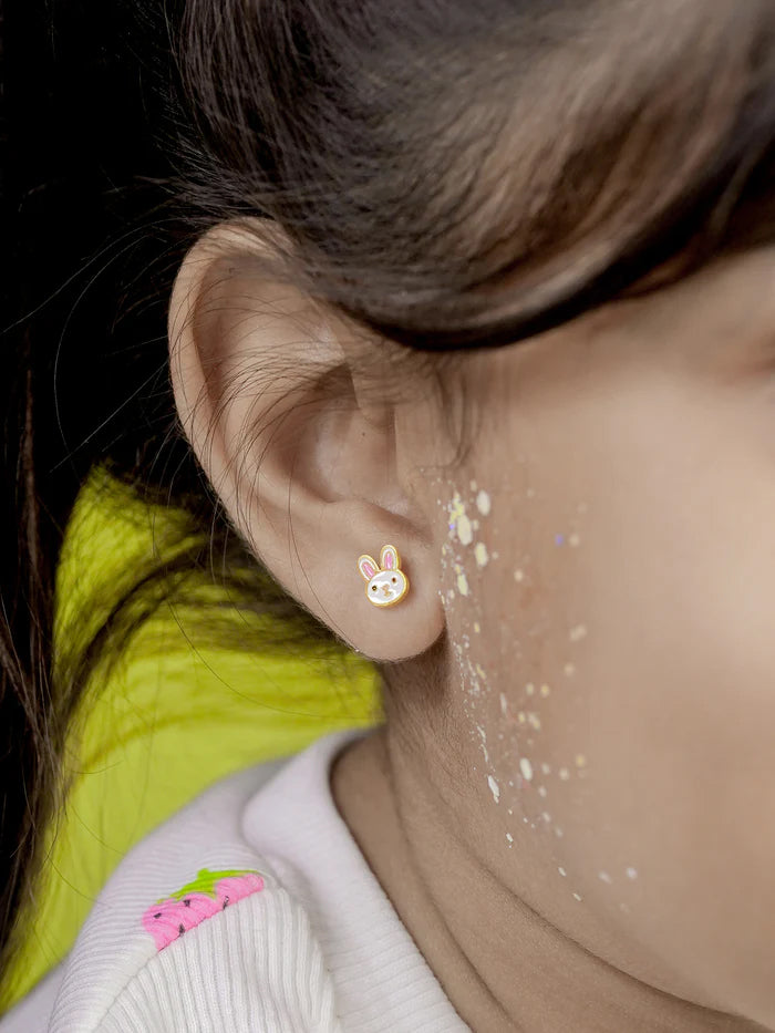 Mini Rabbit Face18K Gold Plated Kid's Earrings