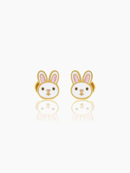 Mini Rabbit Face18K Gold Plated Kid's Earrings