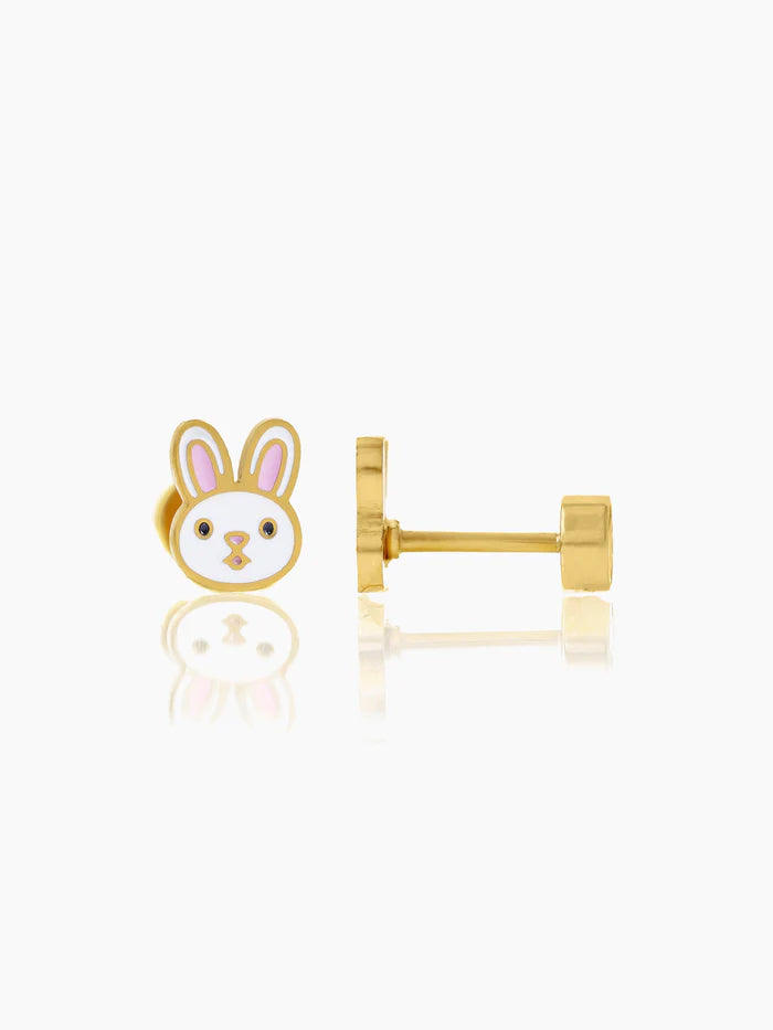 Mini Rabbit Face18K Gold Plated Kid's Earrings Gold