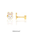 Mini Rabbit Face18K Gold Plated Kid's Earrings Gold