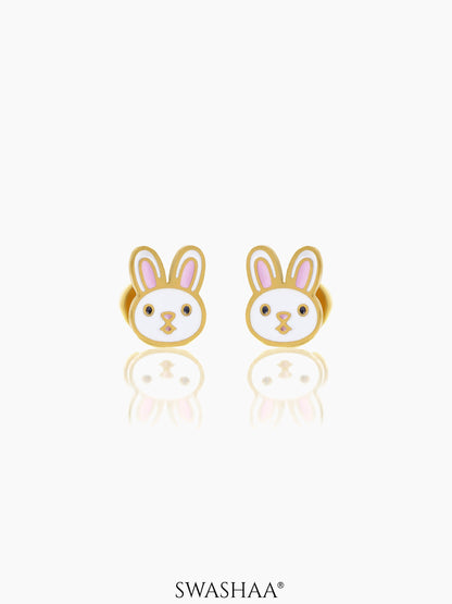 Mini Rabbit Face18K Gold Plated Kid's Earrings