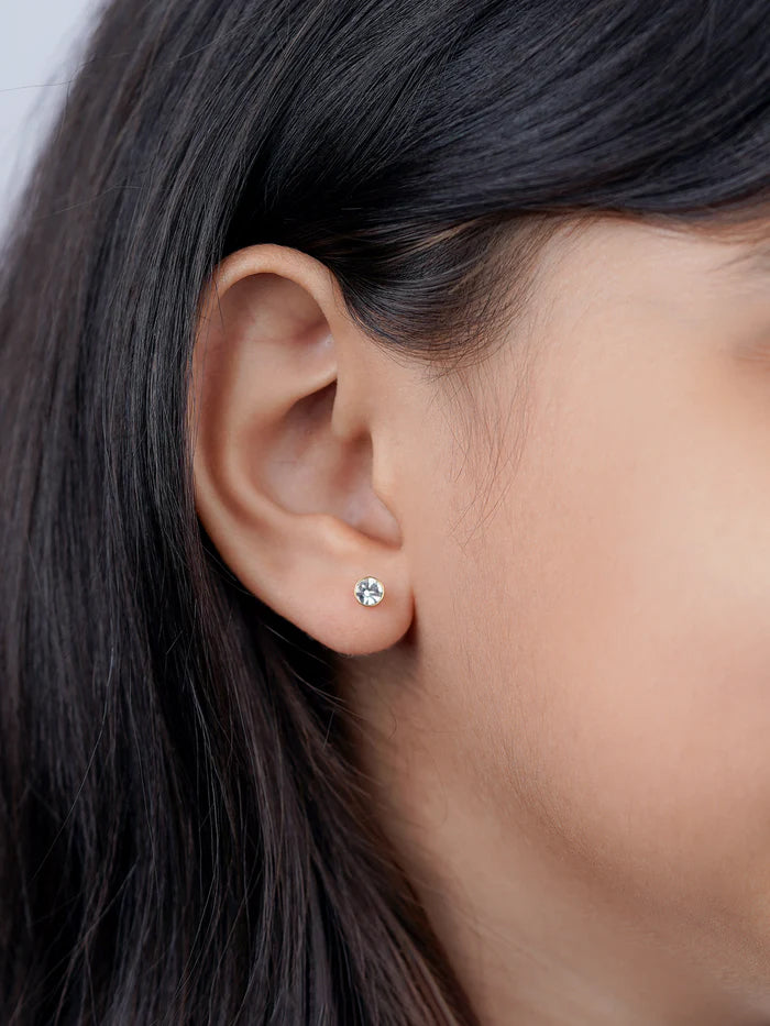 Mini Solitaire 4MM 18K Gold Plated Kid's Stud Earrings