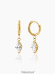 Mirabelle Solitaire 18K Gold Plated Hoop Earrings Gold
