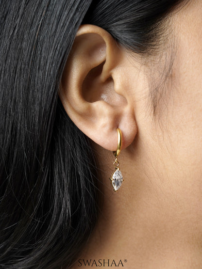 Mirabelle Solitaire 18K Gold Plated Hoop Earrings