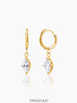 Mirabelle Solitaire 18K Gold Plated Hoop Earrings Gold