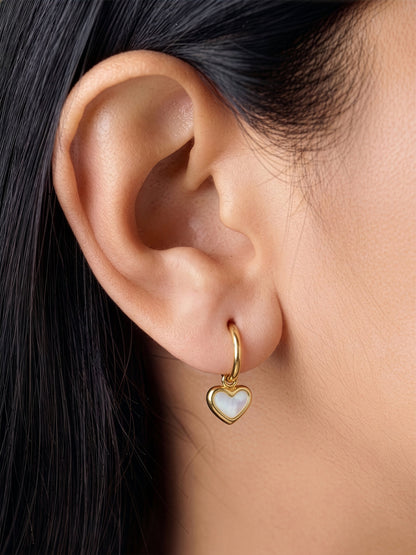 Mirenza Heart 18K Gold Plated Hoop Earrings