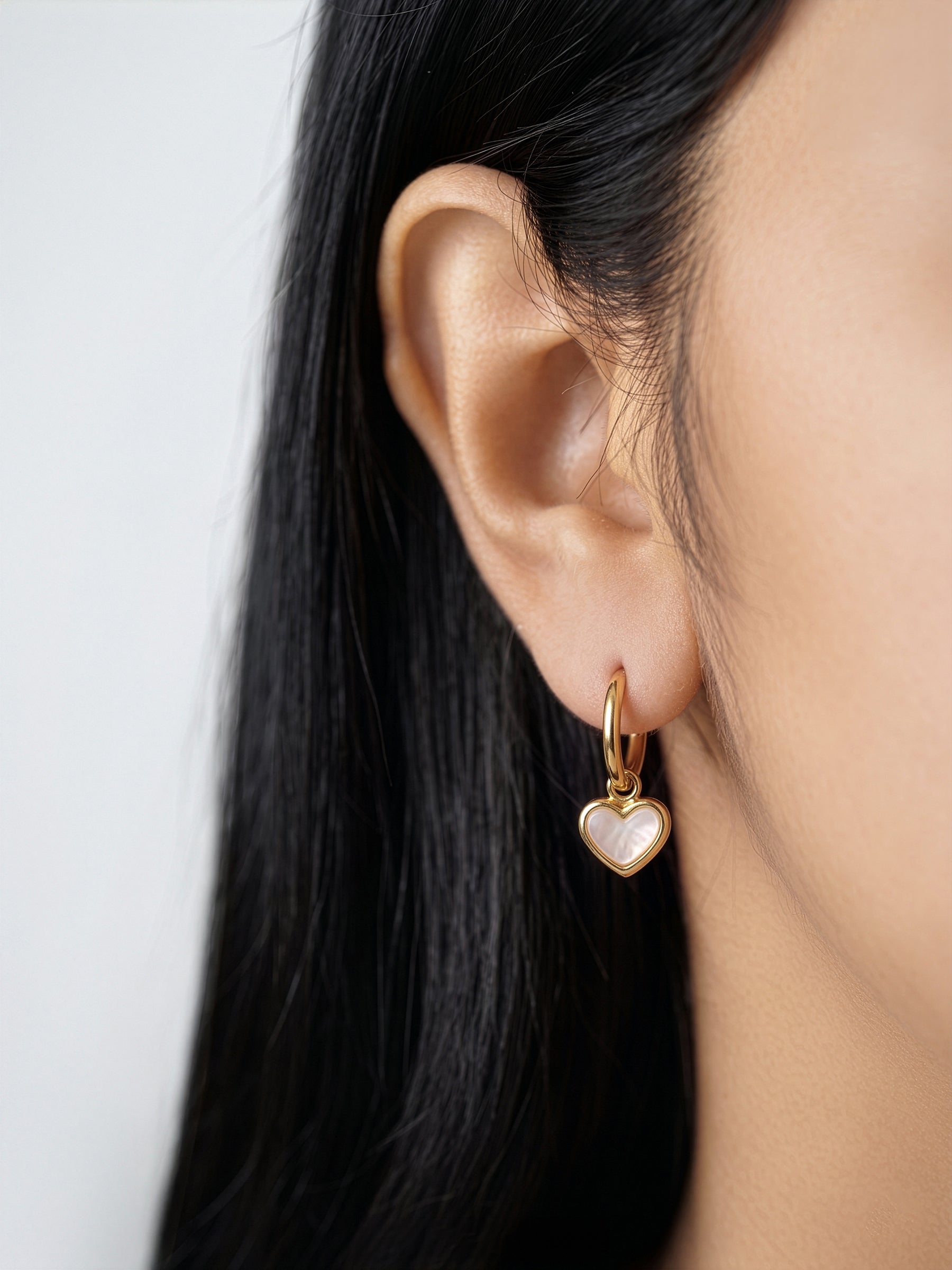 Mirenza Heart 18K Gold Plated Hoop Earrings