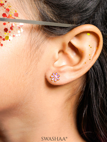 Miss Flower 18K Gold Plated Kid's Earrings