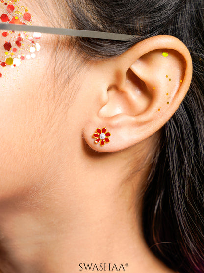 Miss Flower 18K Gold Plated Kid's Earrings