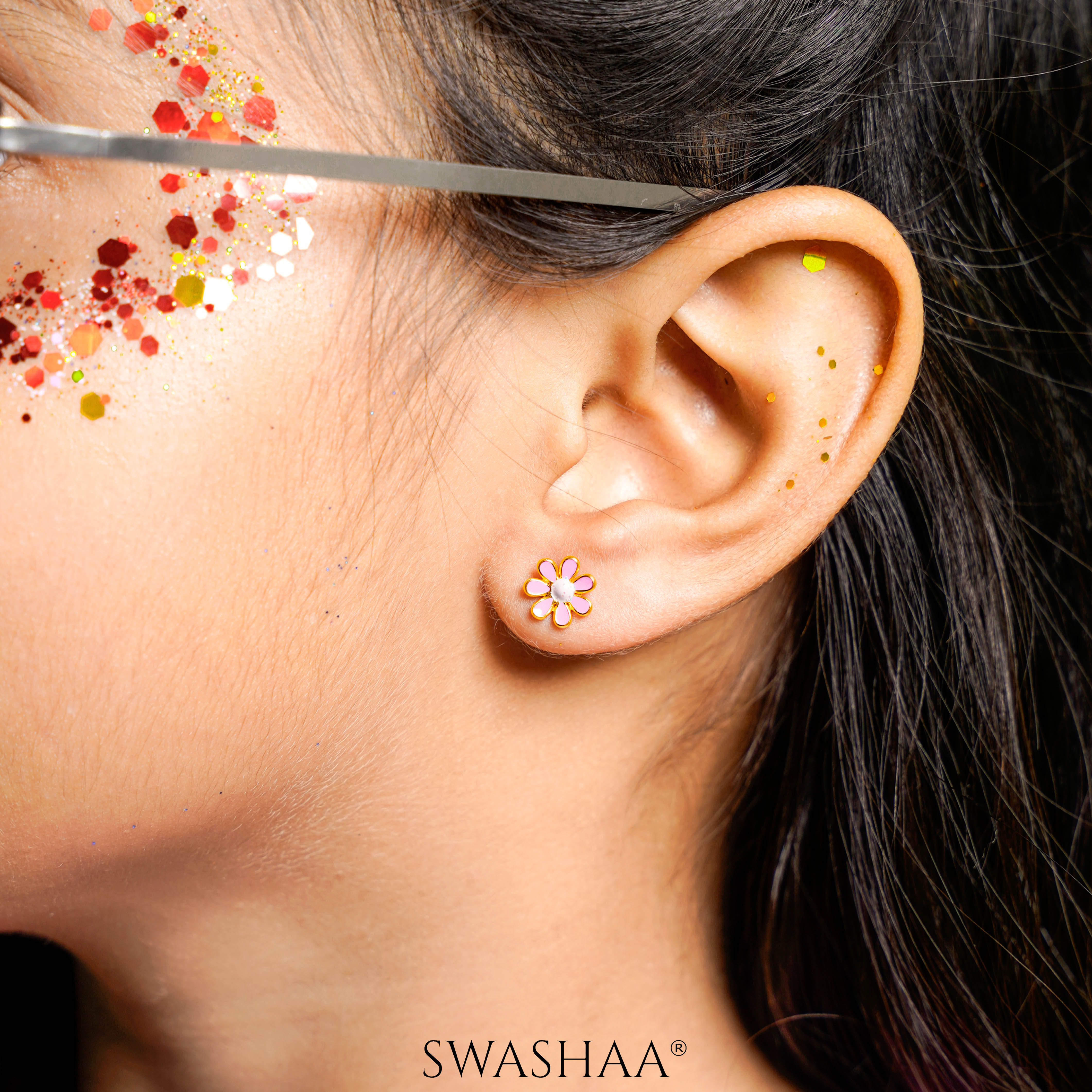 Miss Flower 18K Gold Plated Kid's Earrings