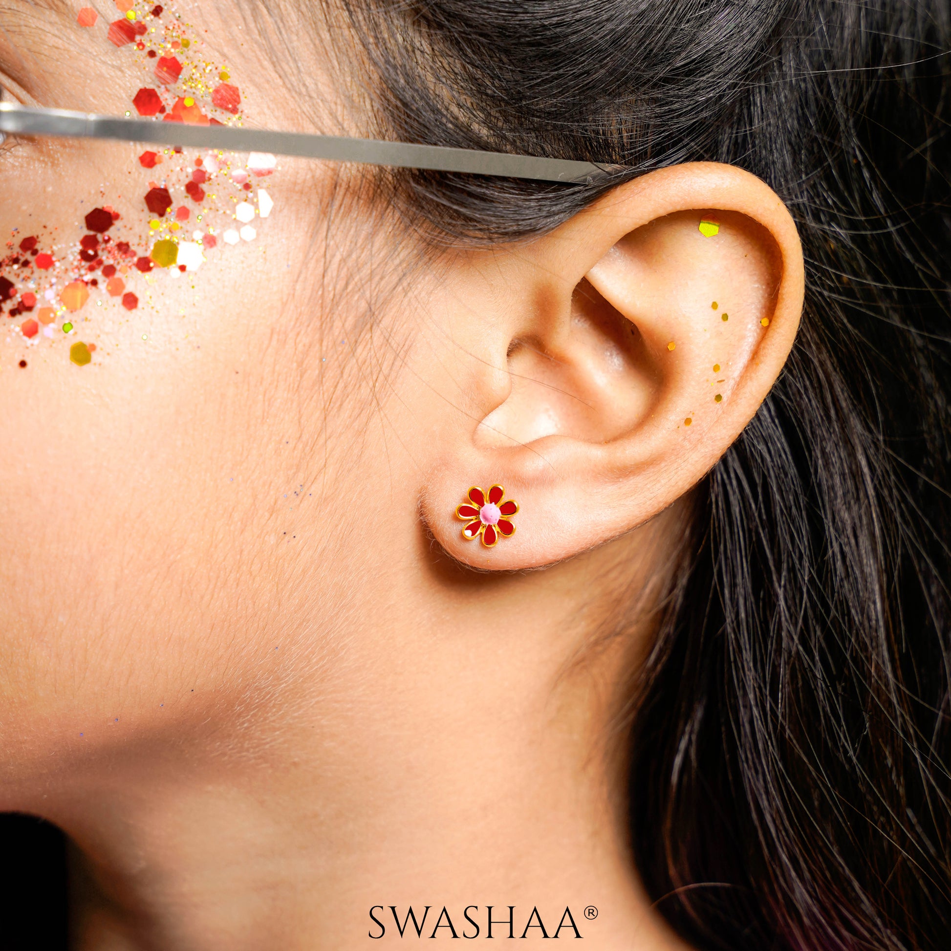 Miss Flower 18K Gold Plated Kid's Earrings