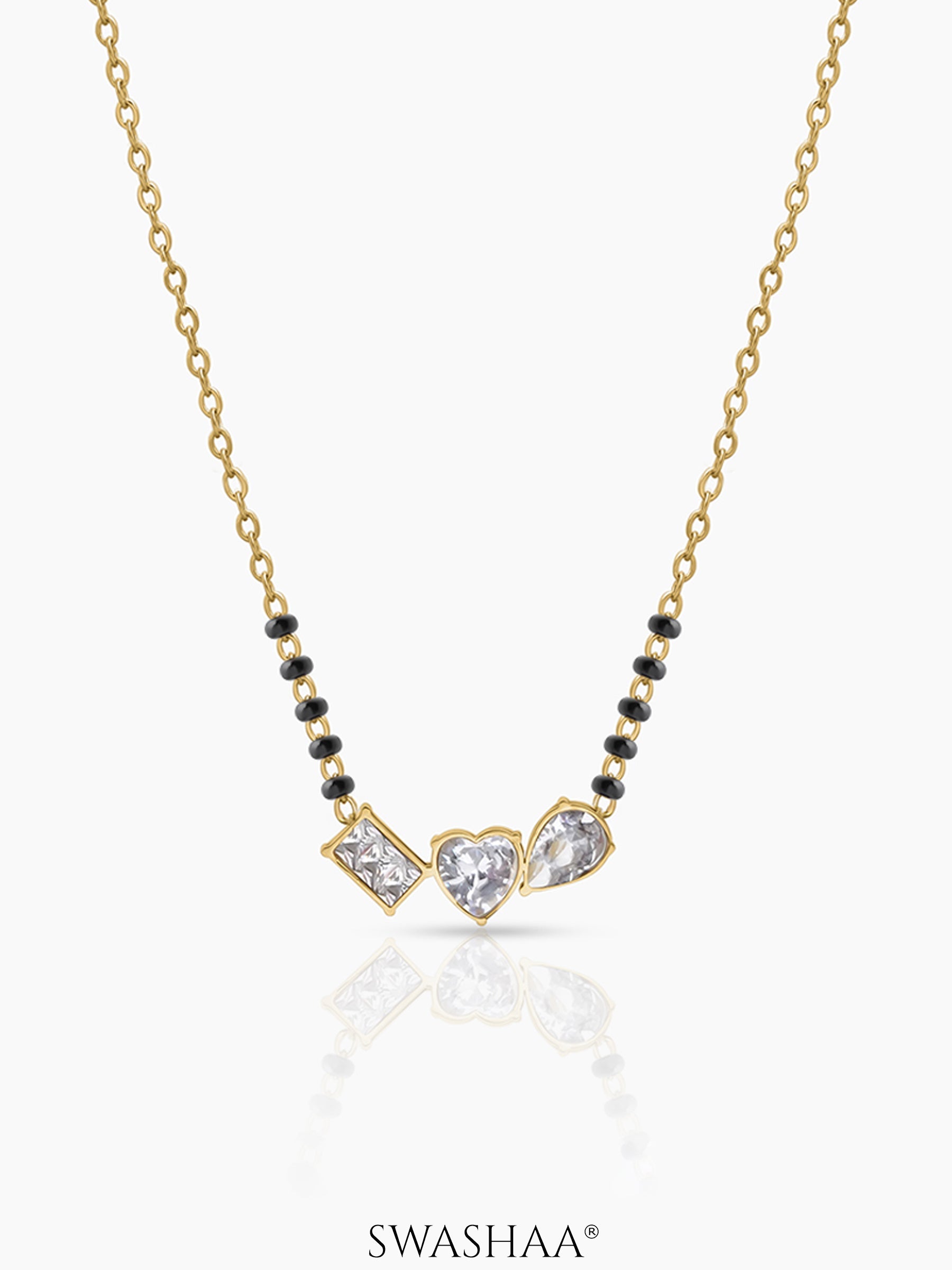 Miva Trio Diamond Cluster Mangalsutra 18K Gold Plated