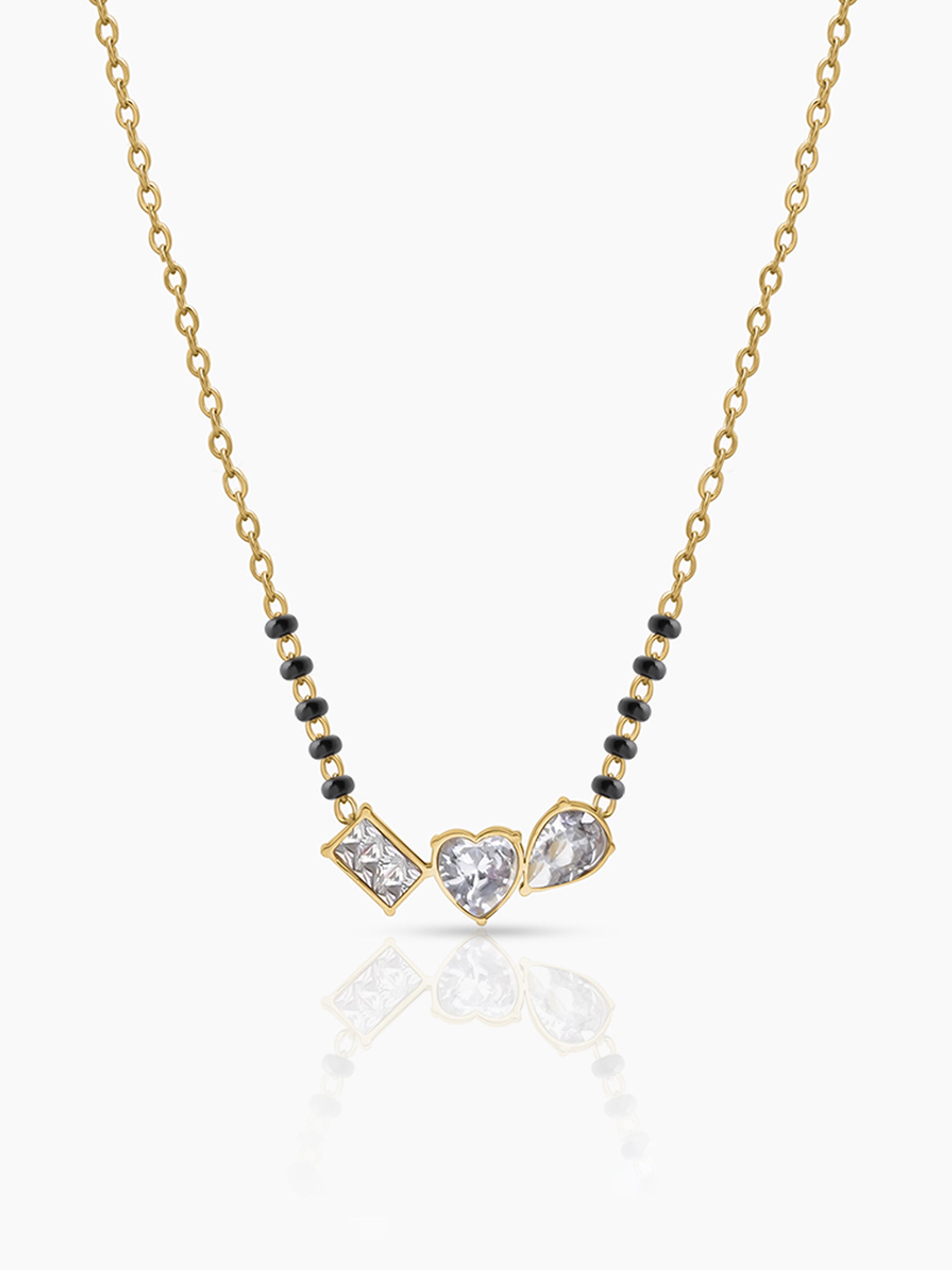 Miva Trio Diamond Cluster 18K Gold Plated Mangalsutra